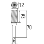 Борфреза с торцевой насечкой B, 12x25