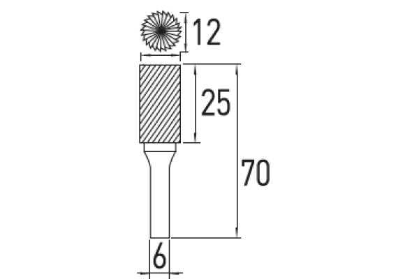 Борфреза с торцевой насечкой B, 12x25