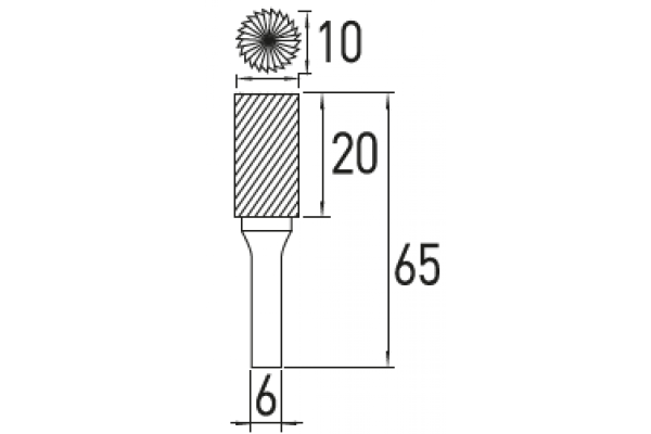 Борфреза с торцевой насечкой B 10x20 mm